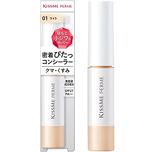 Kiss Me FERME Fit Concealer 01 Light 7.5g Liquid Concealer Tip Concealer Adheres to Dark Circles, Dullness, and Fine Wrinkles around the Eyes SPF27 PA++