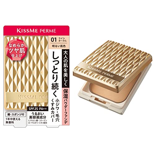 Kiss Me FERME Moisturizing Powder Foundation 01 Light Skin Tone 11g Supports Expression Lines SPF25 PA++