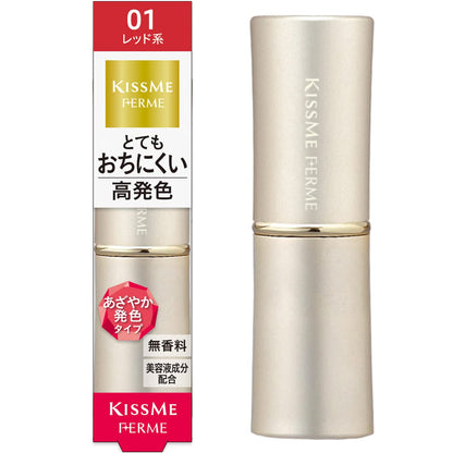 Kiss Me FERME Shiny Rouge 01 Vivid Red 3.8g Long-lasting Color