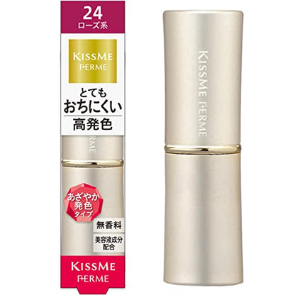 Kiss Me FERME Shiny Rouge 24 Vivid Rose 3.8g Long-Lasting Color