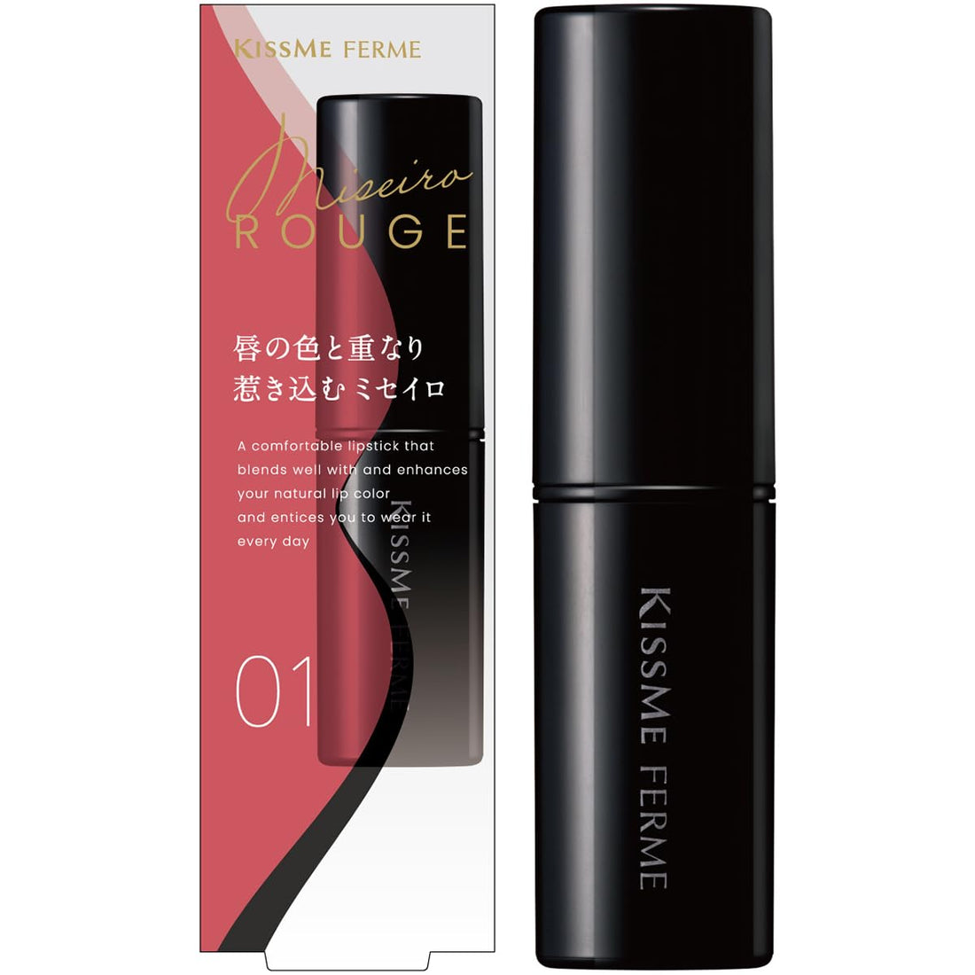 KiSS Me FERME Misel Rouge 01 High Coral 3.7g Fresh and Skin-Adjusting Coral with Moisturizing Beauty Serum Ingredients