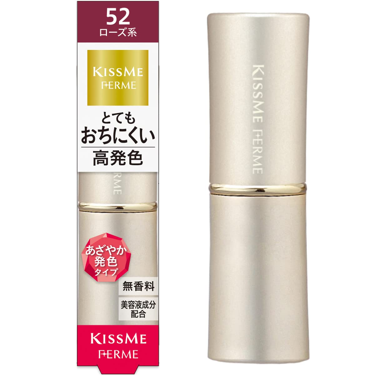Kiss Me FERME Proof Shiny Rouge 52 Elegant Rose 3.8g High Color Payoff