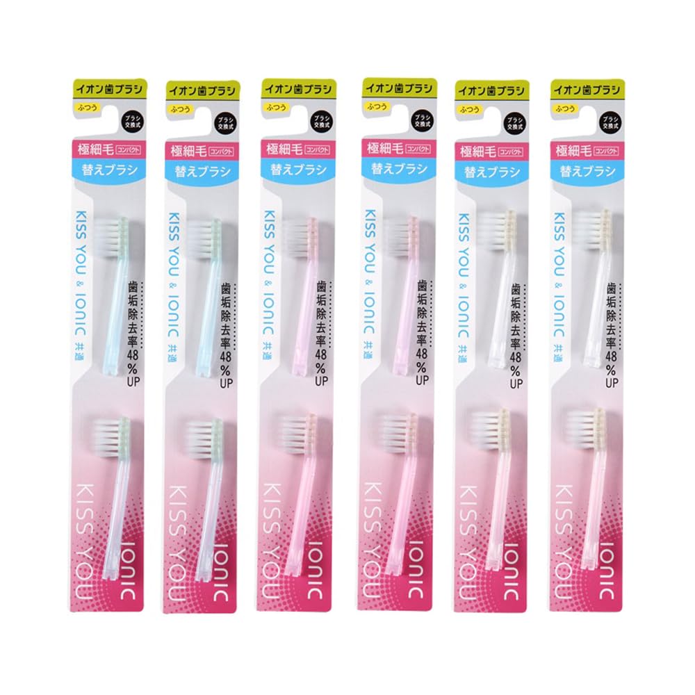 KISS YOU Ion Toothbrush Ultra-Fine Compact Normal Replacement Brush (2 pieces × 6 sets)