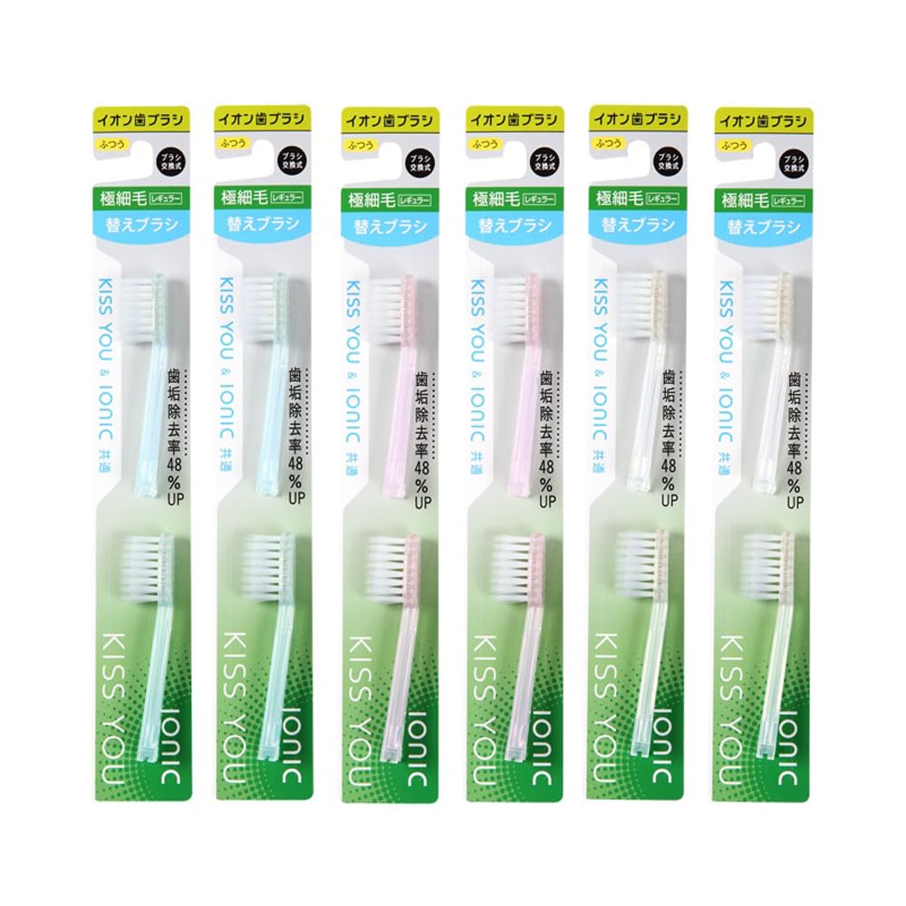 KISS YOU Ion Toothbrush Ultra-Fine Regular Normal Replacement Brush (2 pieces × 6 sets)