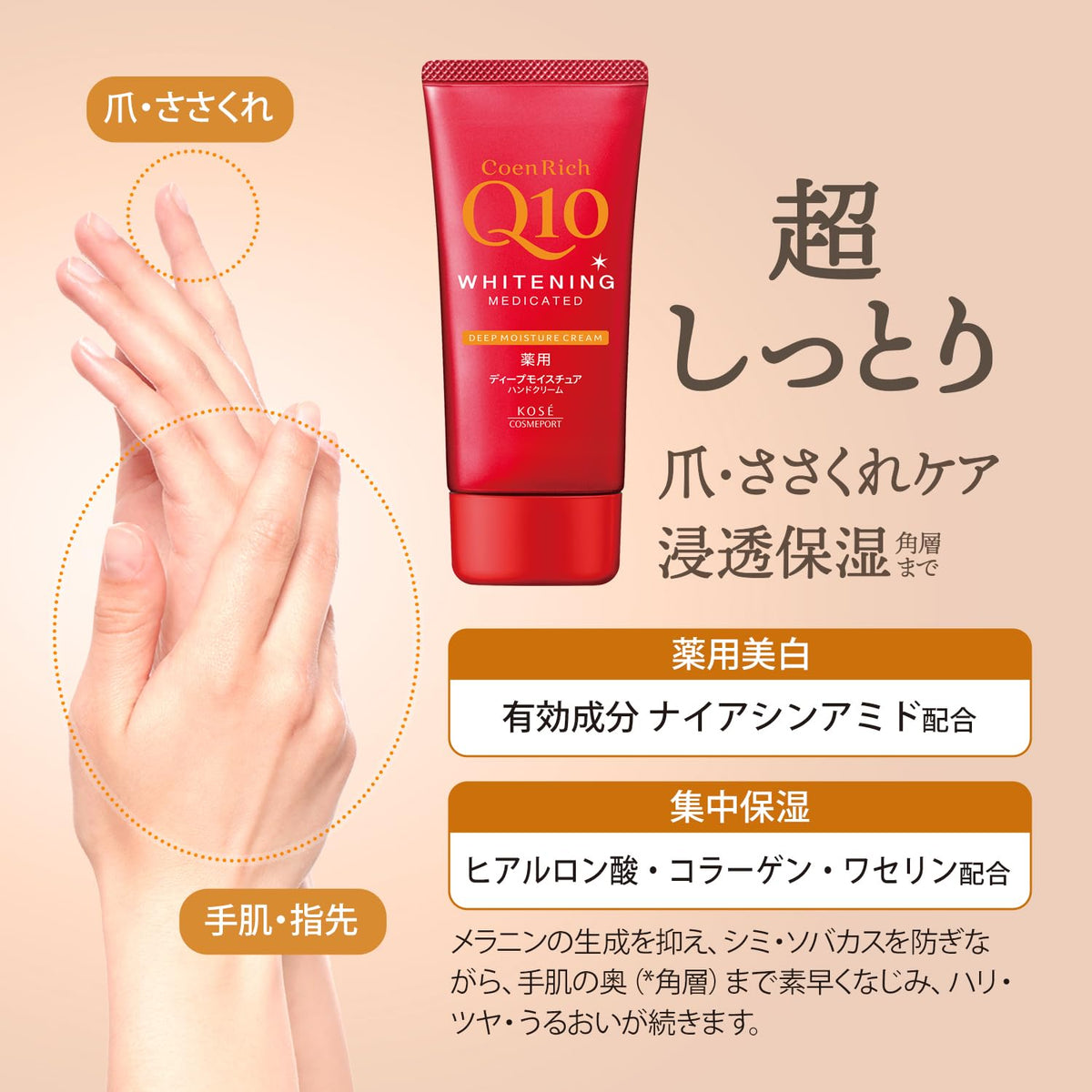 KOSE COSMEPORT Coenzyme Q10 Deep Moisture Hand Cream 80g