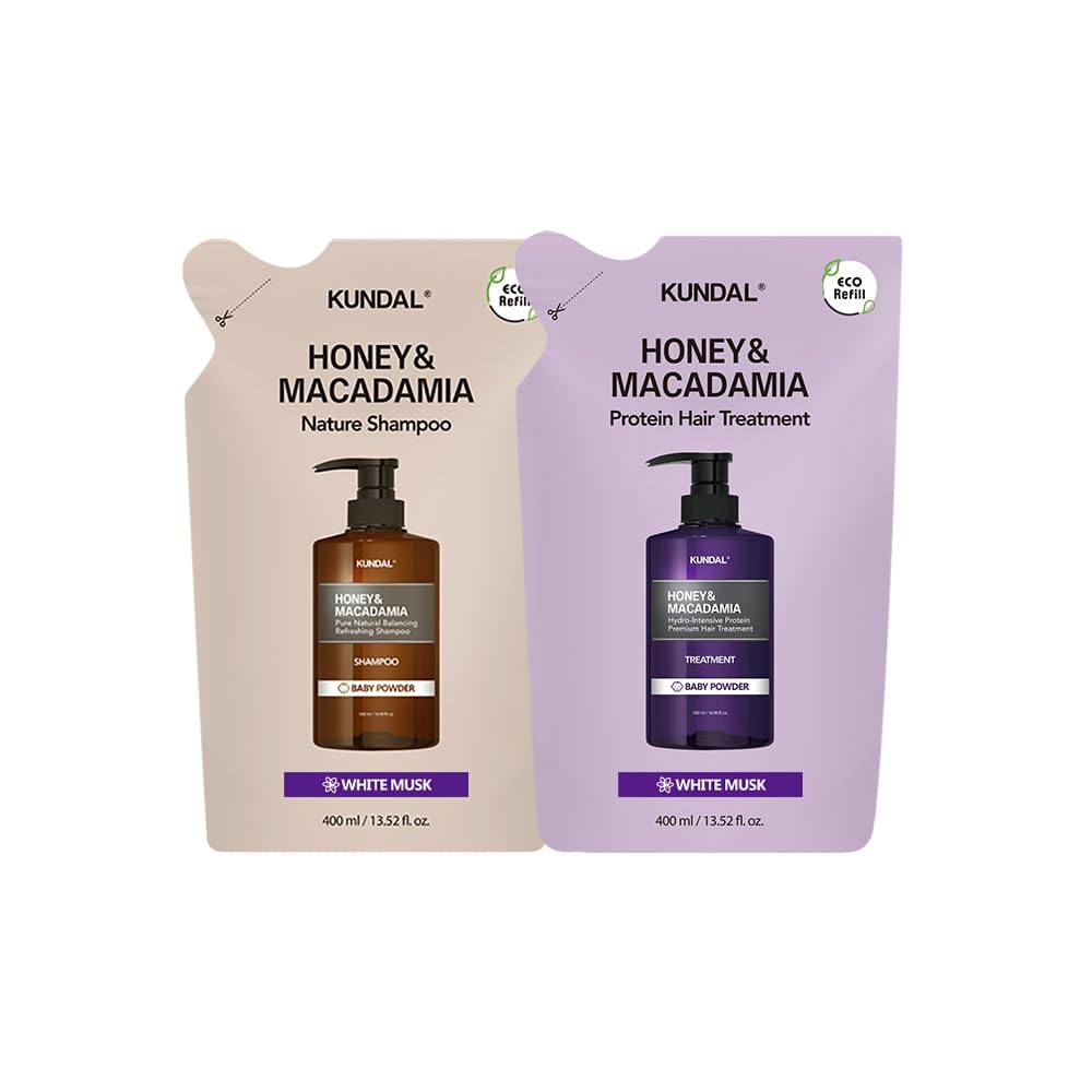 KUNDAL White Musk Scent Shampoo and Conditioner Refill Set 400ml