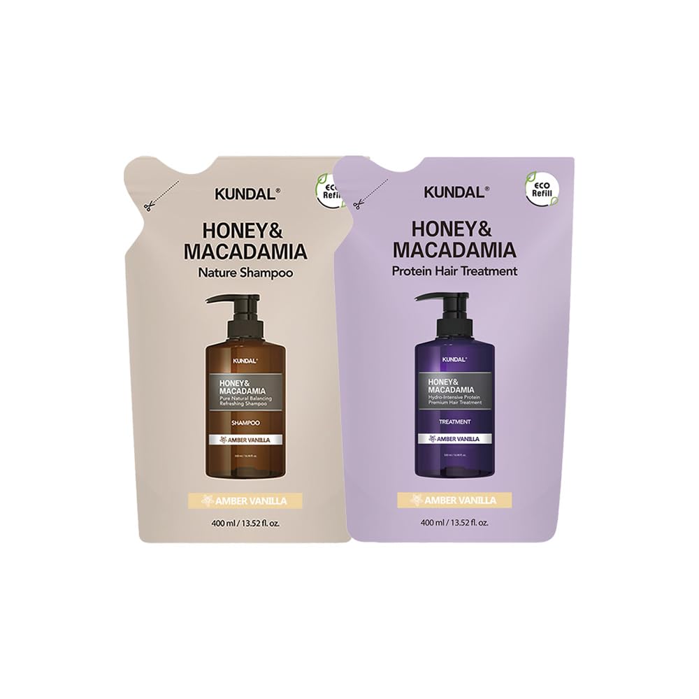 KUNDAL Amber Vanilla Shampoo and Conditioner Refill 400ml