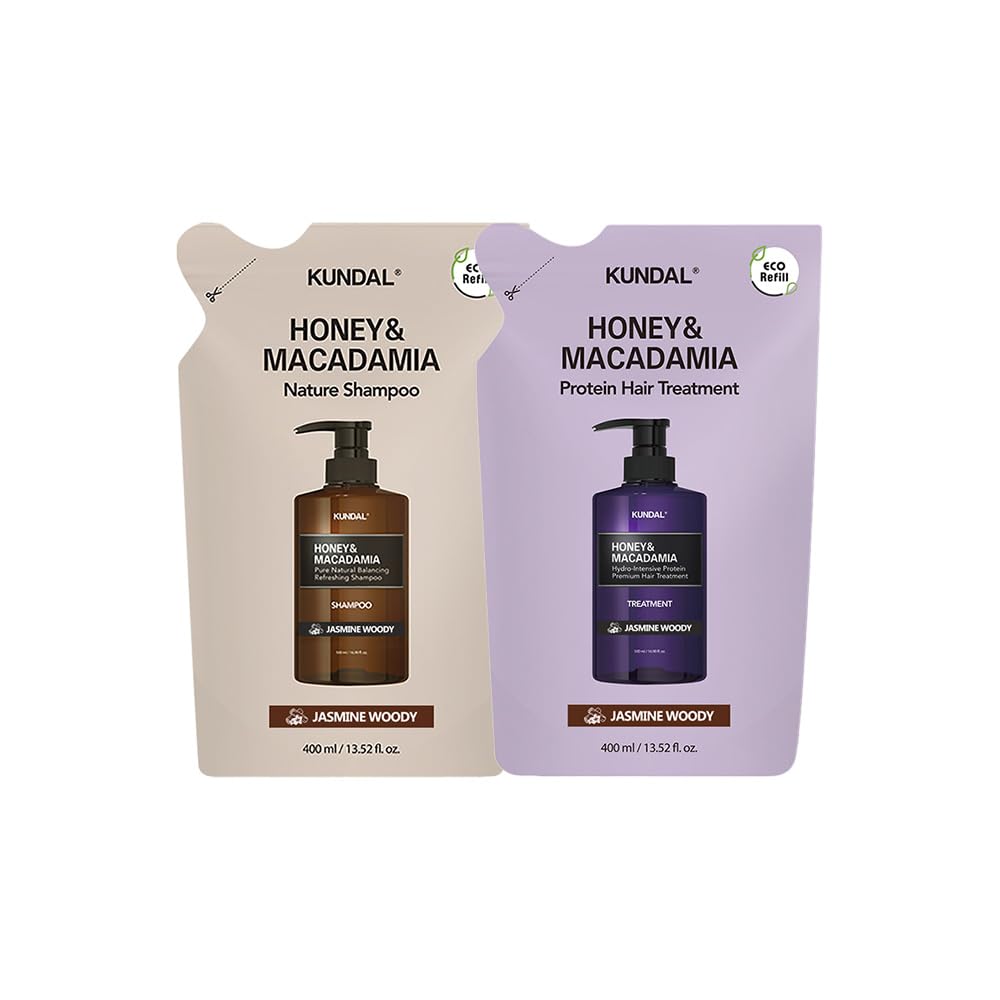 KUNDAL Jasmine Woody Scent Shampoo and Conditioner Refill Set 400ml