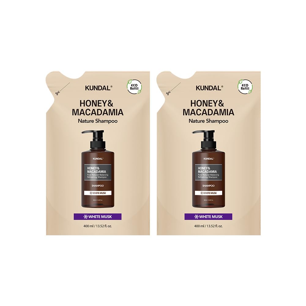 KUNDAL White Musk Scent Shampoo Refill 400ml 2-Pack