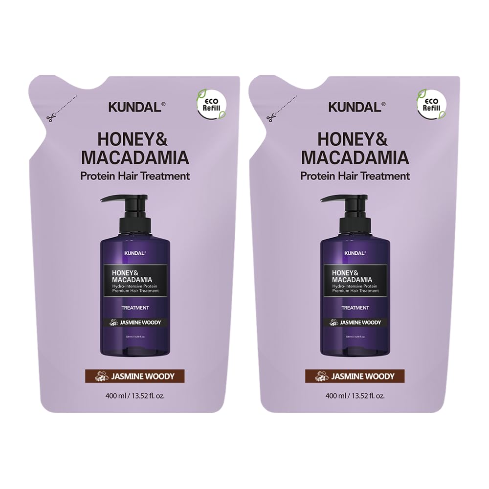 KUNDAL Jasmine Woody Scent Hair Treatment Refill 400ml 2-Pack