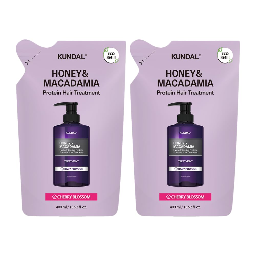 KUNDAL Cherry Blossom Scent Hair Treatment Refill 400ml 2-Pack