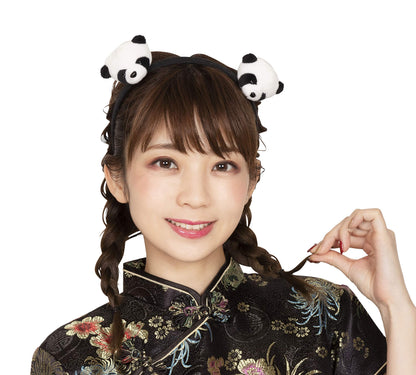 Clearstone Panda Face Headband for Cosplay Halloween Unisex White