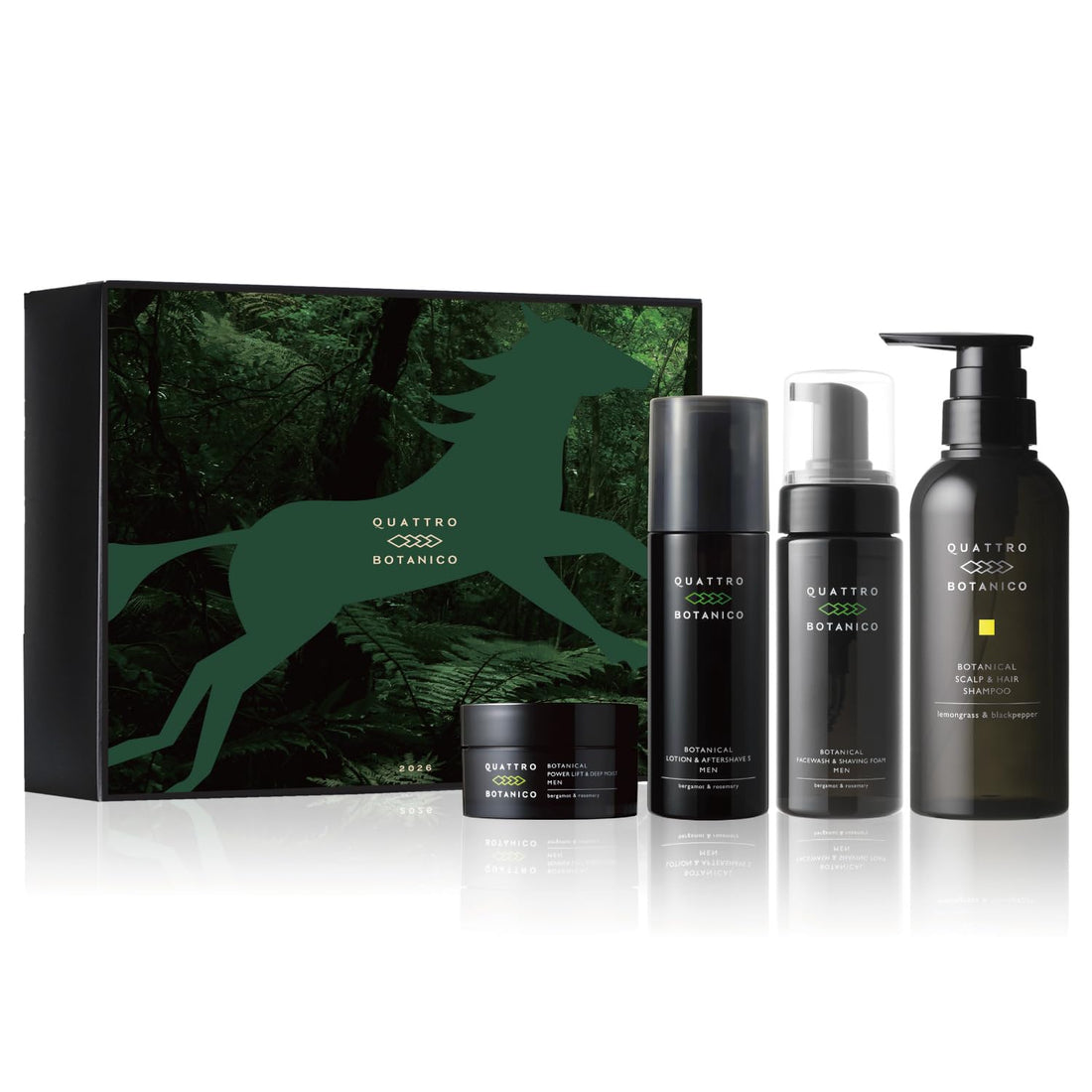 QUATTRO BOTANICO Coffret Lucky Bag 2026 : mousse nettoyante 150 ml, lotion tout-en-un 150 ml, crème de soin 50 g et shampooing tout-en-un 300 ml