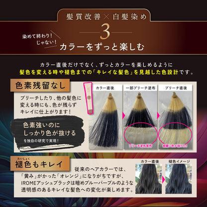 Kyogoku IROME Hair Color Ash Black 1 Set for Gentle Coloring