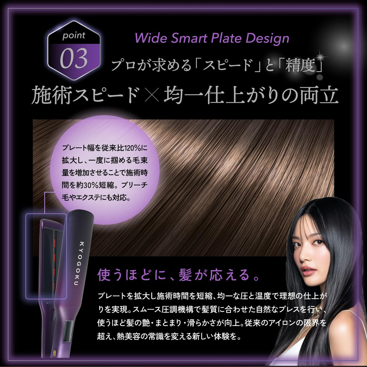 Kyogoku Nano Silk Keratin Straightening Iron with Diamond Silk Plates