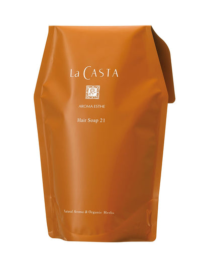 La CASTA Aroma Esthe Hair Soap 21 (Shampoo) [For Damaged Hair Care] With the Power of Plants for Smooth and Moisturized Shiny Hair [Refill] 600ml Liquid Refill