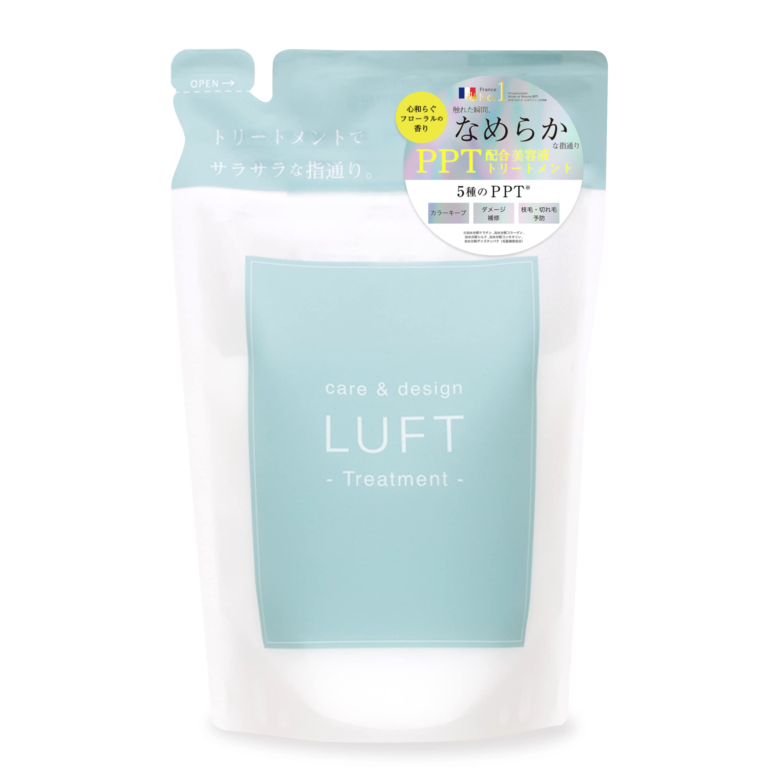 LUFT Treatment Refill Smooth Type with Soothing Floral Scent 410mL for a Silky Smooth Finish with PPT Beauty Serum and Argan Oil Care &amp; Design Amino Acid Shampoo