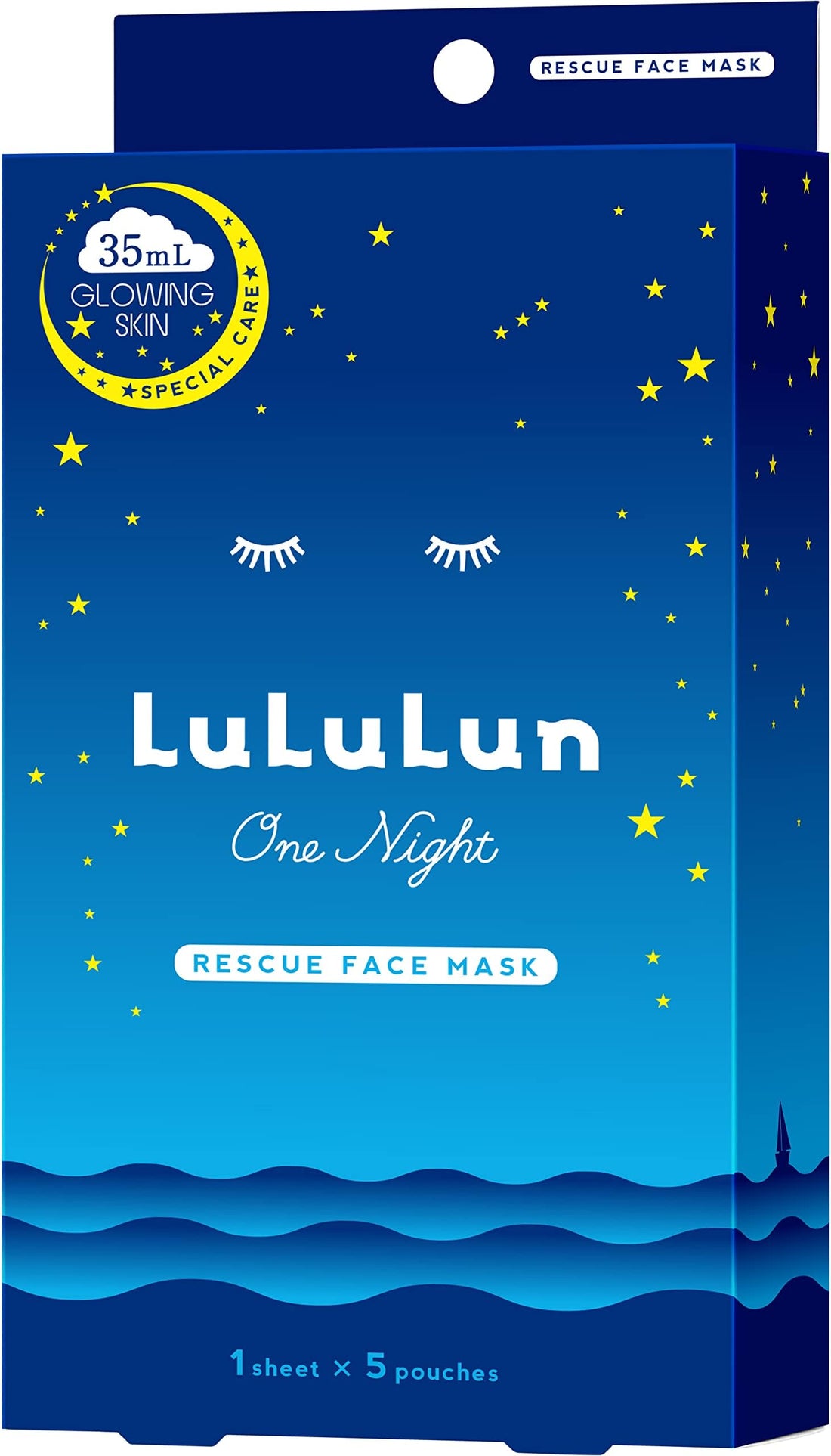 Lululun One Night Rescue Face Mask 35mL Pack of 5 for Radiant Skin