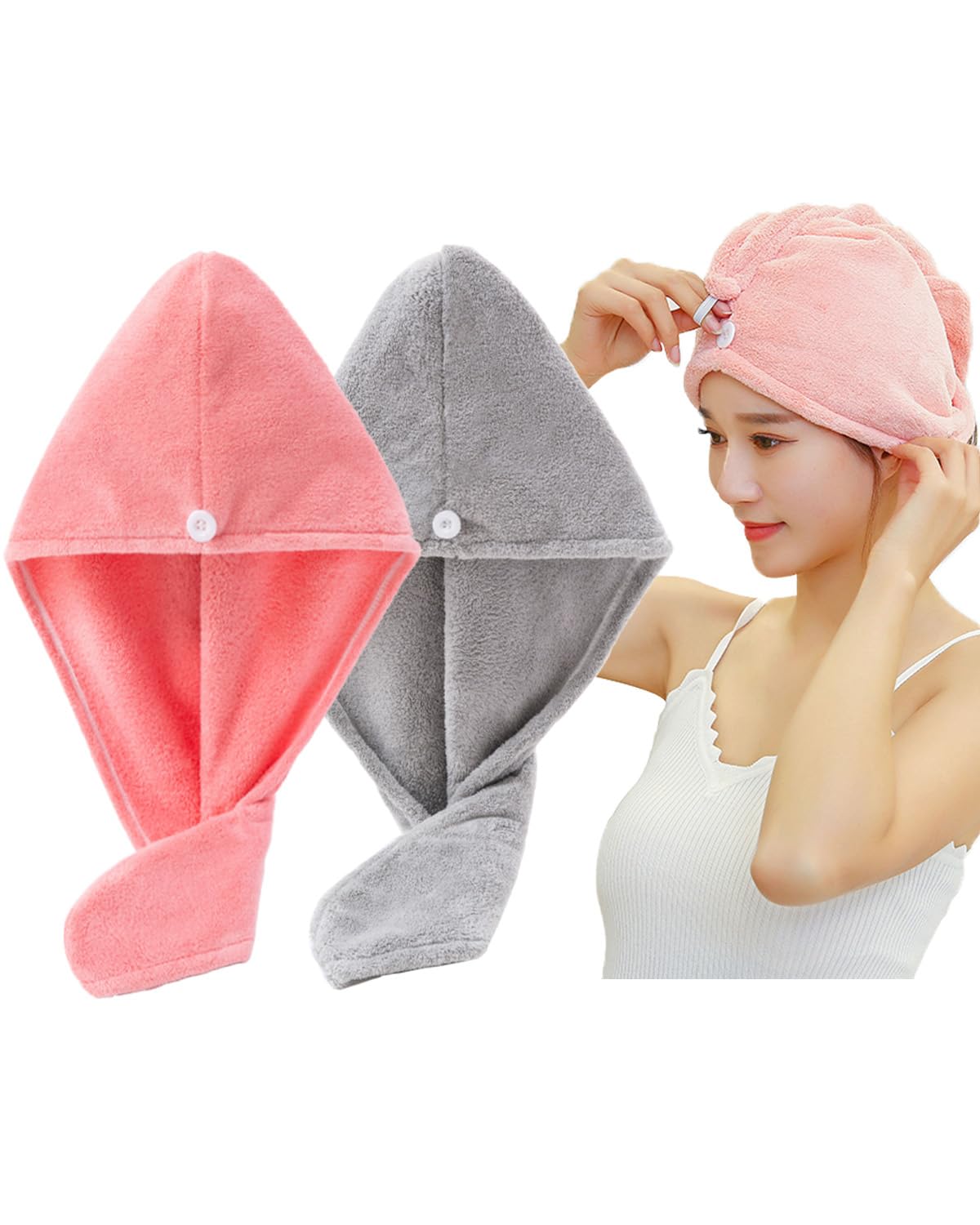 Lumimi Hair Drying Towel Cap Set Lightweight Quick-Dry Hair Care