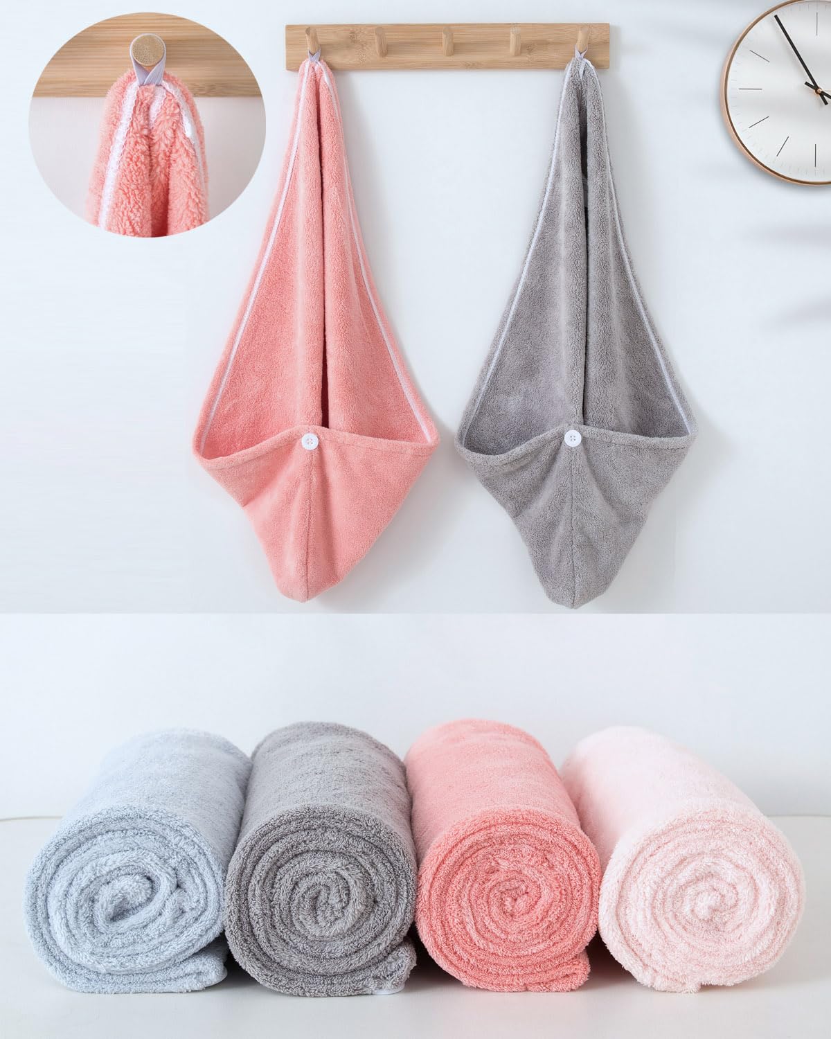 Lumimi Hair Drying Towel Cap Set Lightweight Quick-Dry Hair Care