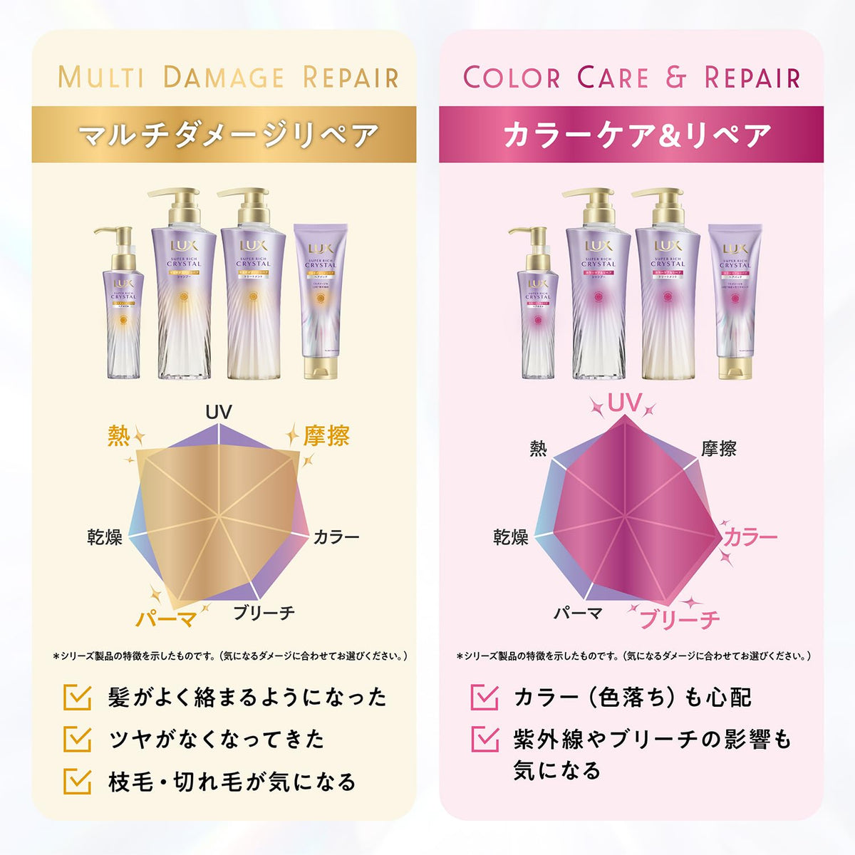 LUX Crystal Color Care Shampoo and Conditioner Set 450g Each