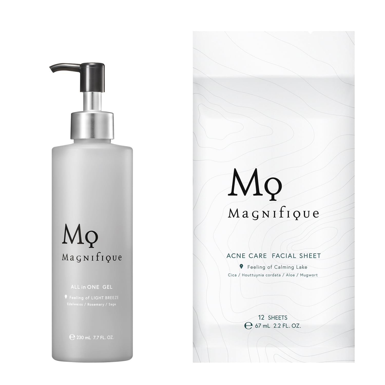 Magnifique Skin Care Set All-in-One Gel 230ml + Acne Care Facial Sheet 12 sheets
