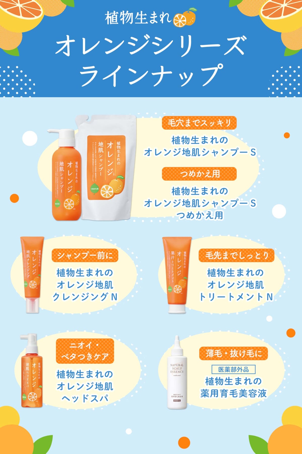 Shokubutsuumare Orange Shampoo 340ml for Japanese Hair Care