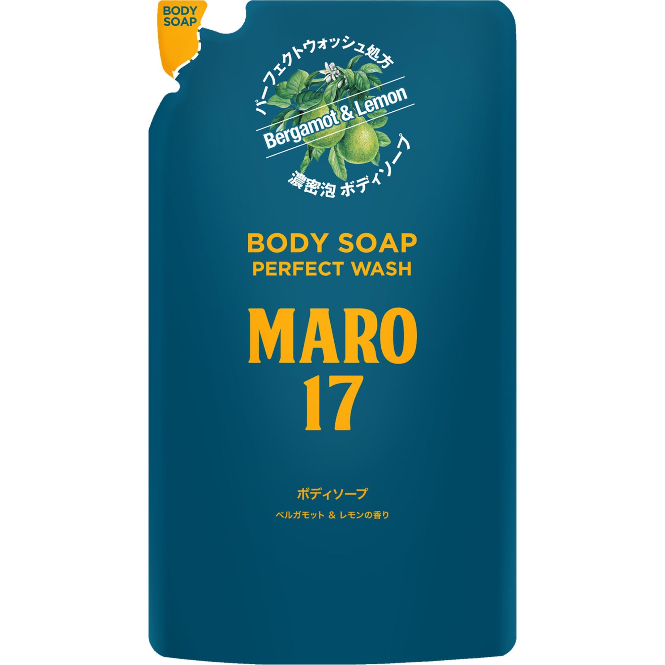 MARO17 Gel Douche Parfait pour Hommes Mousse Épaissie Parfum Bergamote &amp; Citron Recharge 400ml MARO Gel Douche