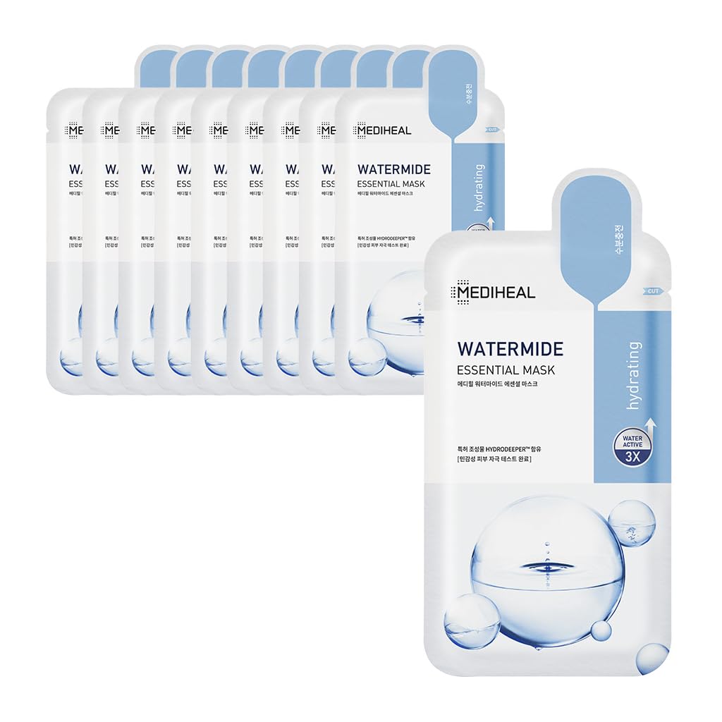 MEDIHEAL Masque Essentiel (10 feuilles) / MEDIHEAL Masque Essentiel 10 feuilles (Watermade) Hydratation Peau sèche Hydratation Soin du grain de peau