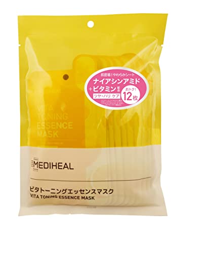MEDIHEAL VITA TONING ESSENCE MASK, 12 sheets, for shine and elasticity care.