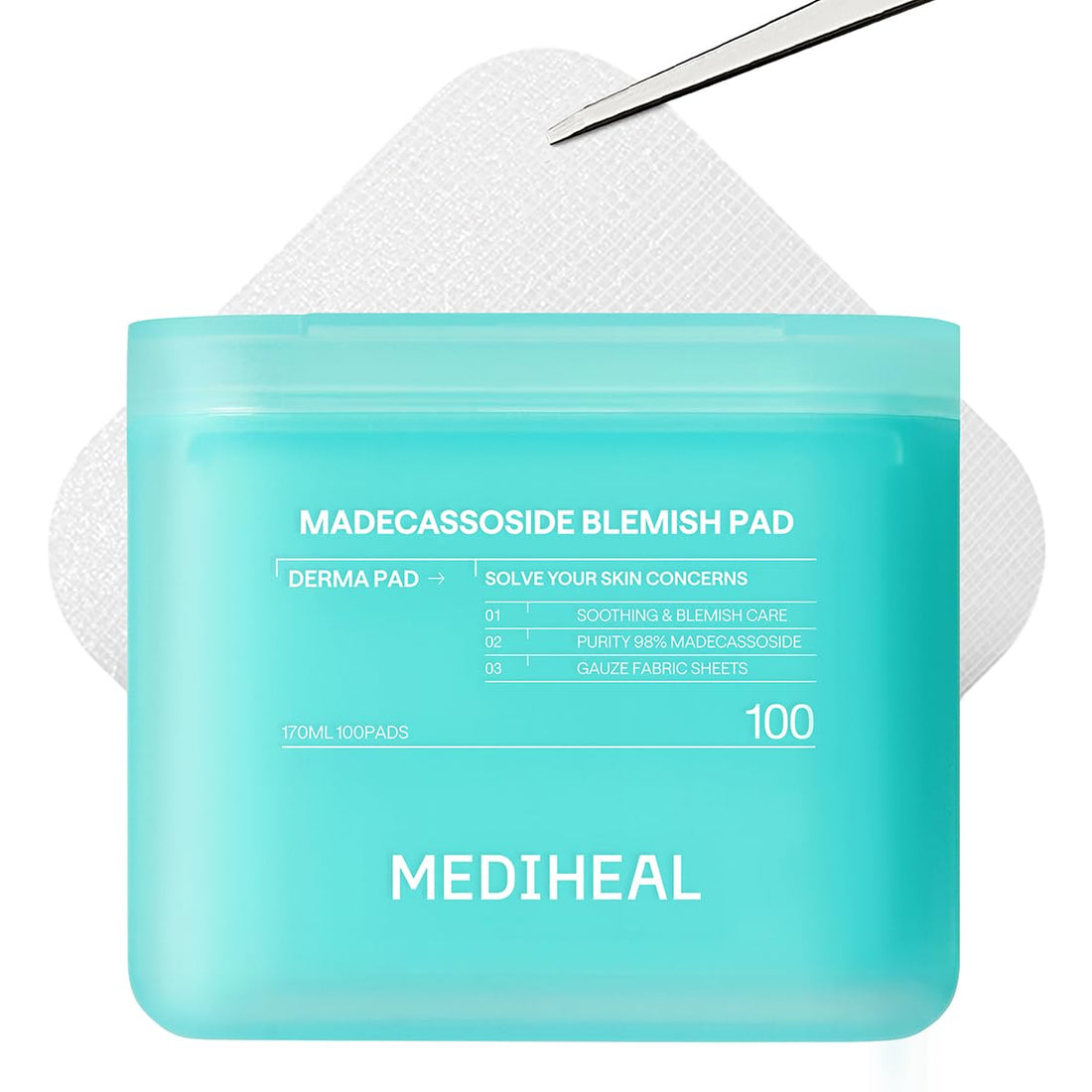 MEDIHEAL Square Toner Pads with Madecassoside 100 Count 170ml