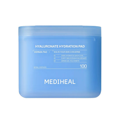 MEDIHEAL Square Facial Toner Pads 100 Count with Hyaluronic Acid