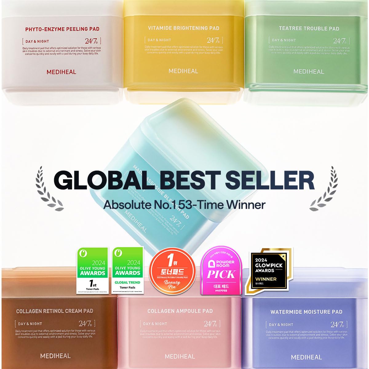 MEDIHEAL Square Toner Pads with Tea Tree 100 Pads 170ml