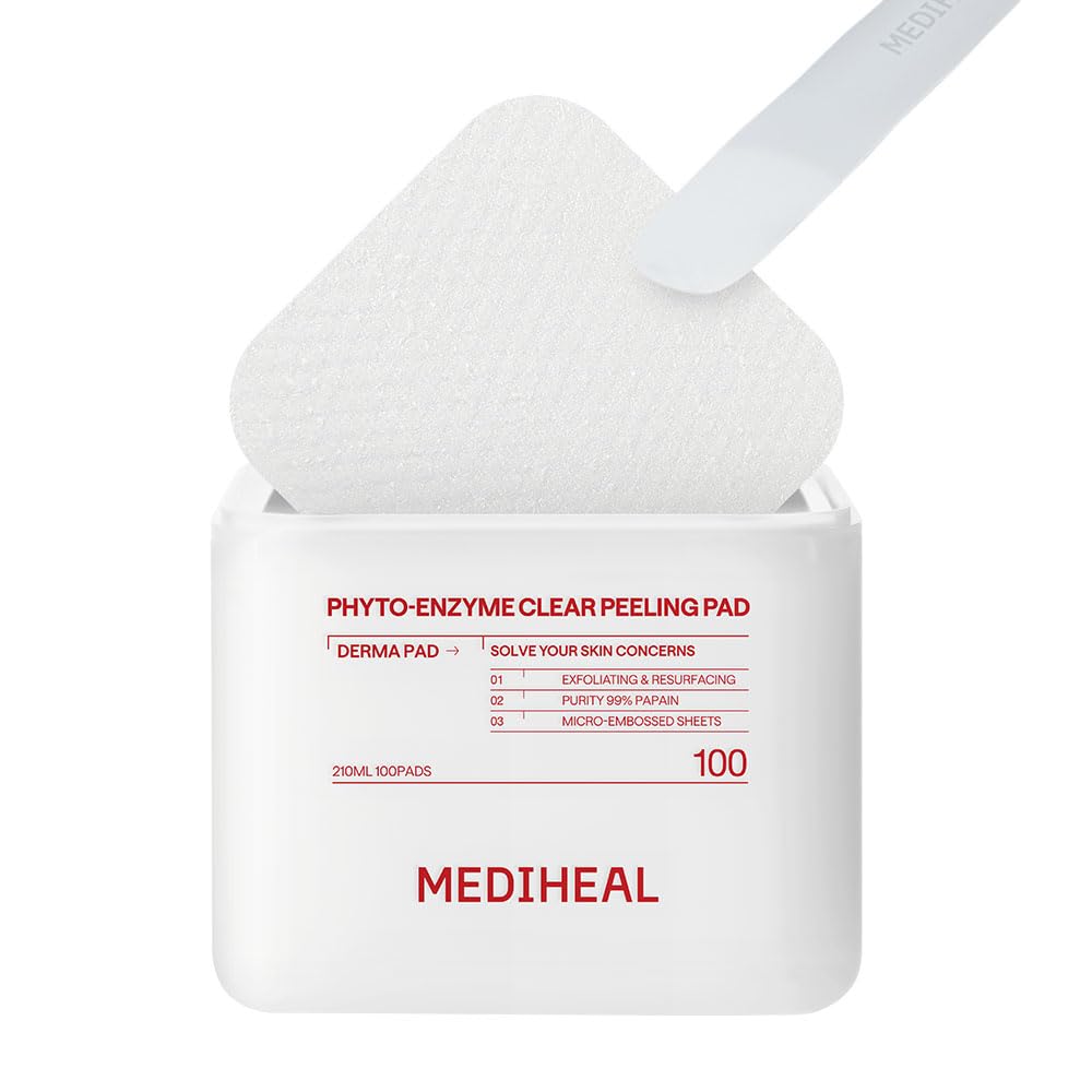 MEDIHEAL Square Facial Toner Pads 100 Count with Phytoenzyme