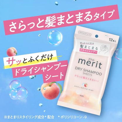Merit Shampooing Sec en Lingettes 20 pièces pour Cheveux Lisses