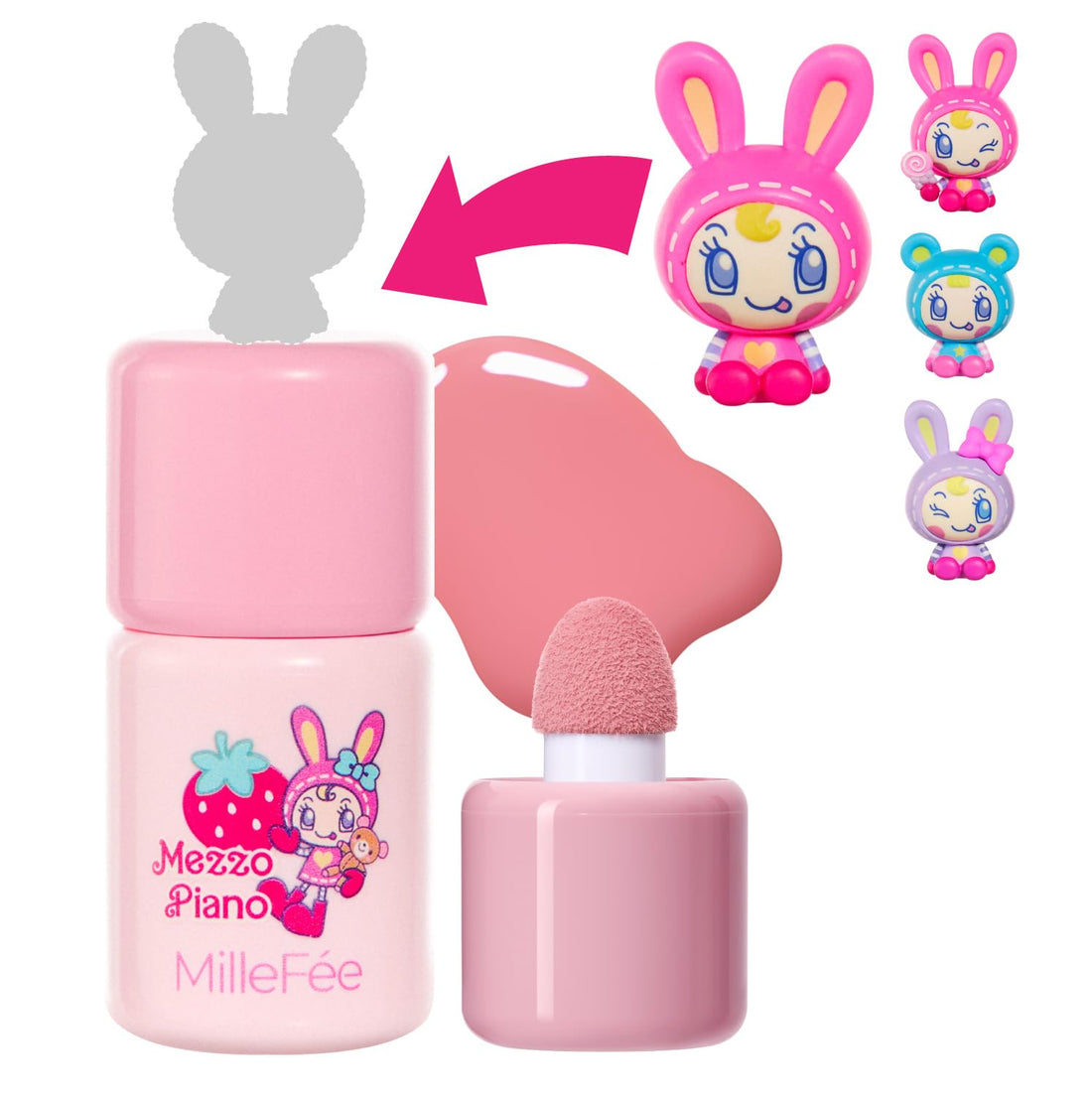 MilleFée Shake Drop Cheek Peach Souffle Liquid Blush with Figure