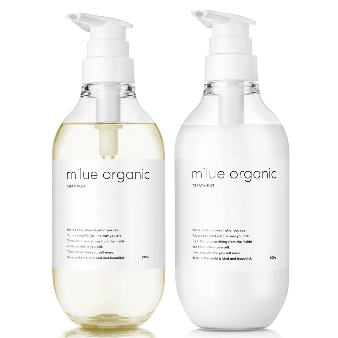 milue organic Shampoo and Conditioner Set 500ml for Healthy Hair