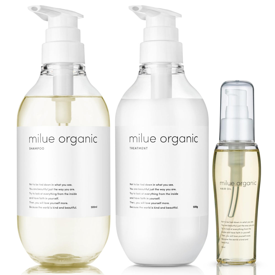 milue organic Amino Acid Shampoo and Treatment Gift Set 500ml