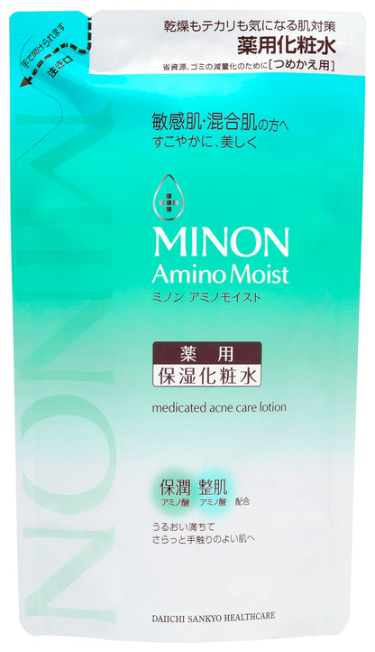 Minon Amino Moist Medicinal Acne Care Lotion Refill 130ml 【Sensitive Skin Combination Skin】 Moisturizing Toner Refreshingly Hydrates Prevents Skin Roughness and Acne