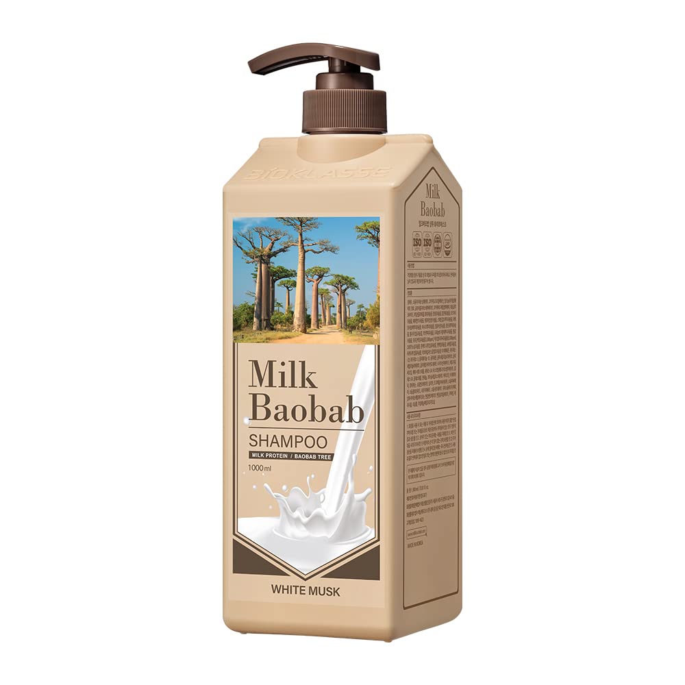 MILK BAOBAB Shampoo au Musc Blanc 1000ml pour Cheveux