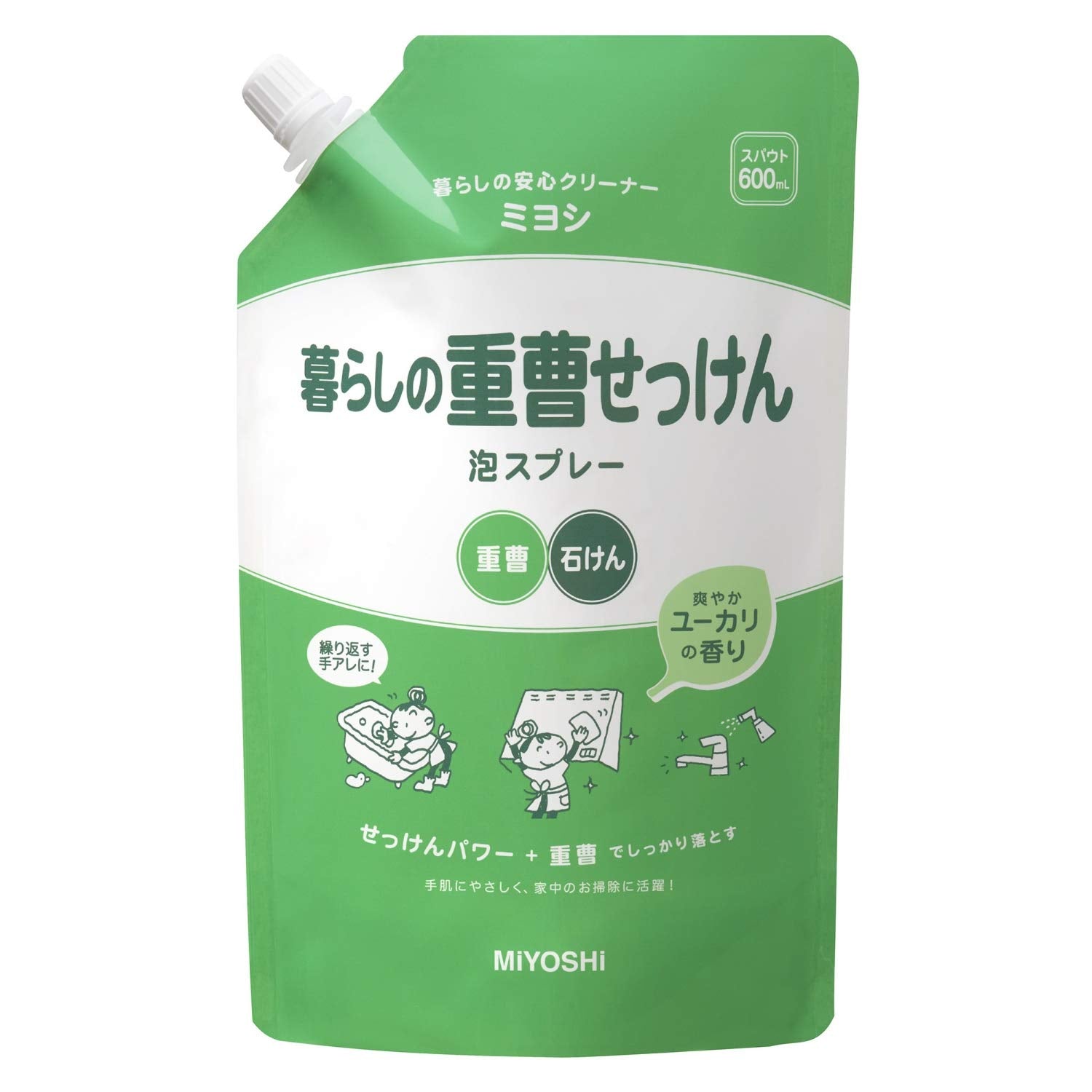 MIYOSHI Savon de bicarbonate de soude pour la maison en spray mousse Spout 600mL