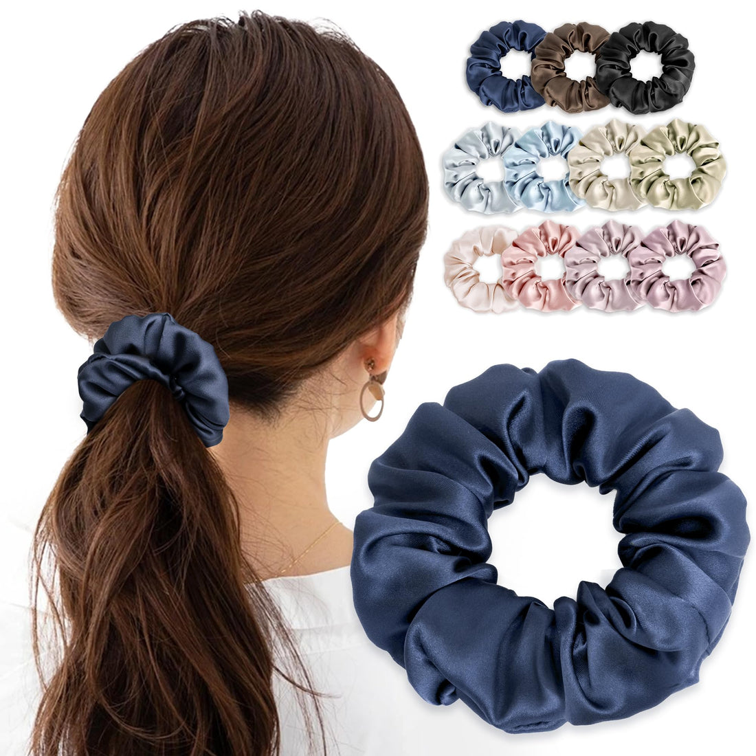 MOELIFE Silk Hair Tie Set of 13 Colors for Gentle Hold