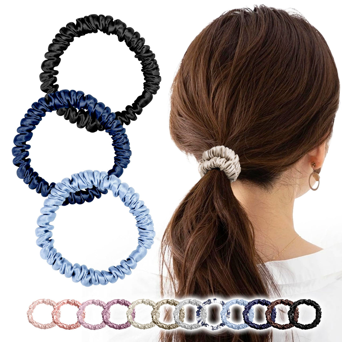 MOELIFE Silk Hair Tie Set of 3 Soft and Stylish Hair Accessories