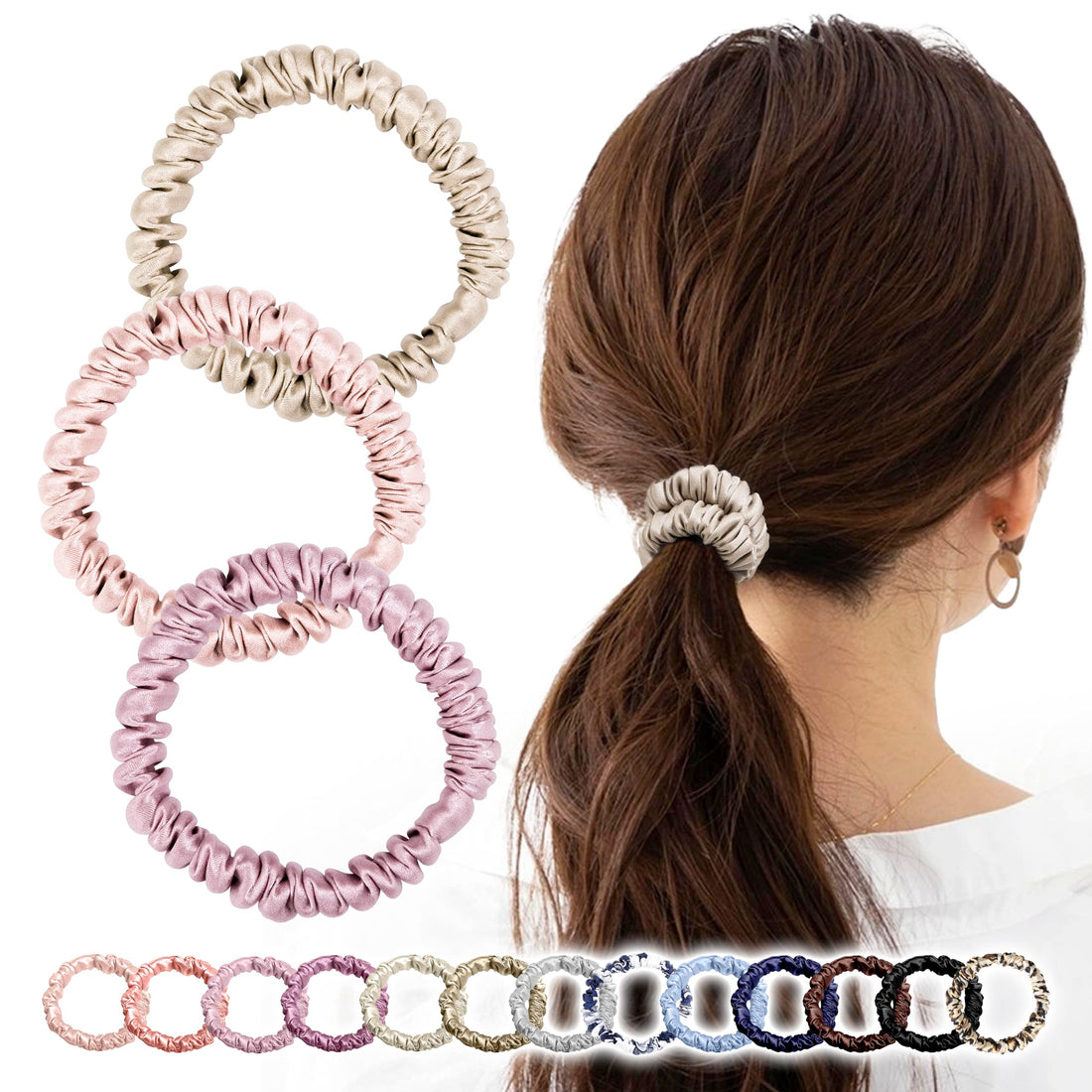 MOELIFE Silk Hair Tie Natural 100% Silk No Mark 13 Colors Available