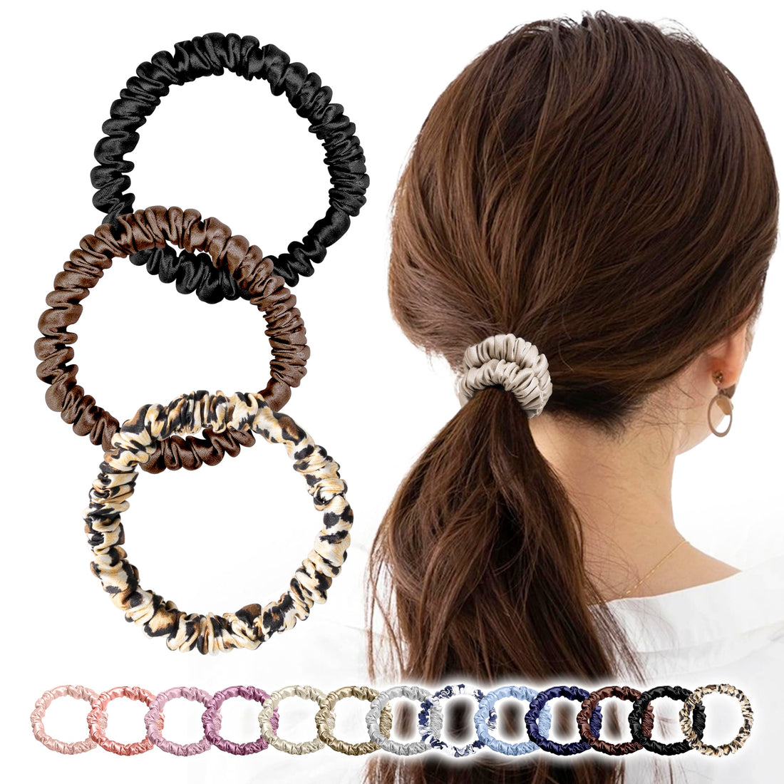 MOELIFE Silk Hair Tie Set of 3 with Natural Silk and No Crease