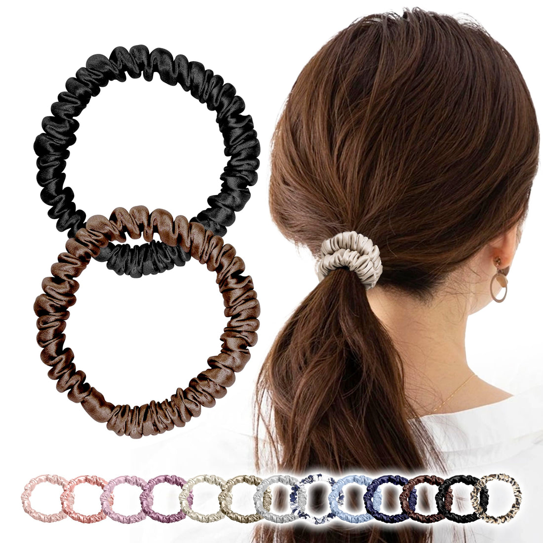 MOELIFE Silk Hair Tie Set of 13 Colors for Gentle Hold