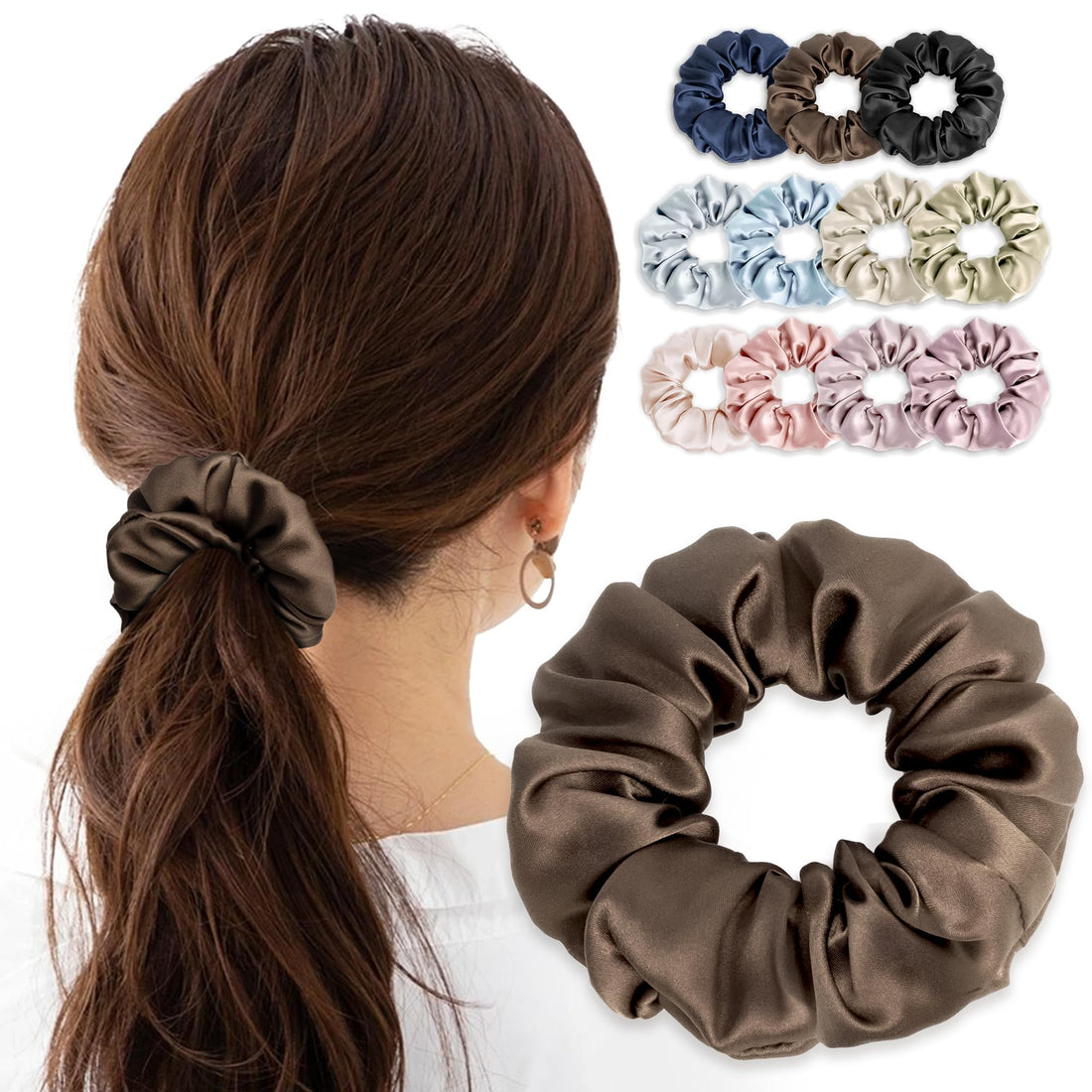 MOELIFE Silk Hair Tie Set of 13 Colors for All Hair Types