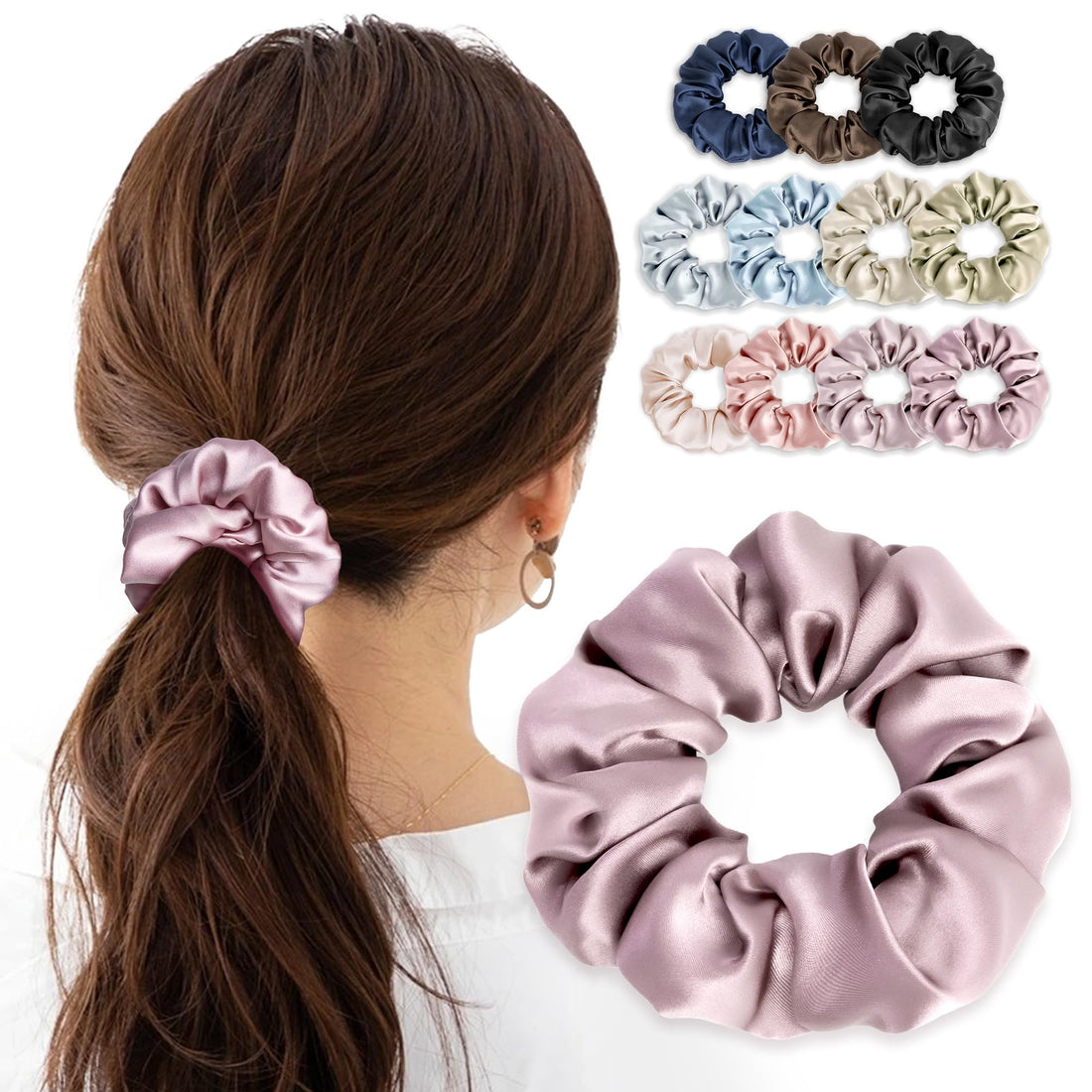 MOELIFE Silk Hair Tie in Ash Rose for Gentle Hold and Style
