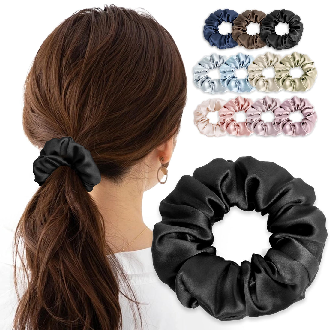 MOELIFE Silk Hair Tie Natural Silk Ribbon Scrunchie 11 Colors