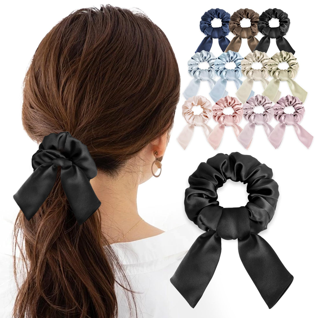 MOELIFE Silk Hair Tie Ribbon Scrunchie Natural 100% Silk